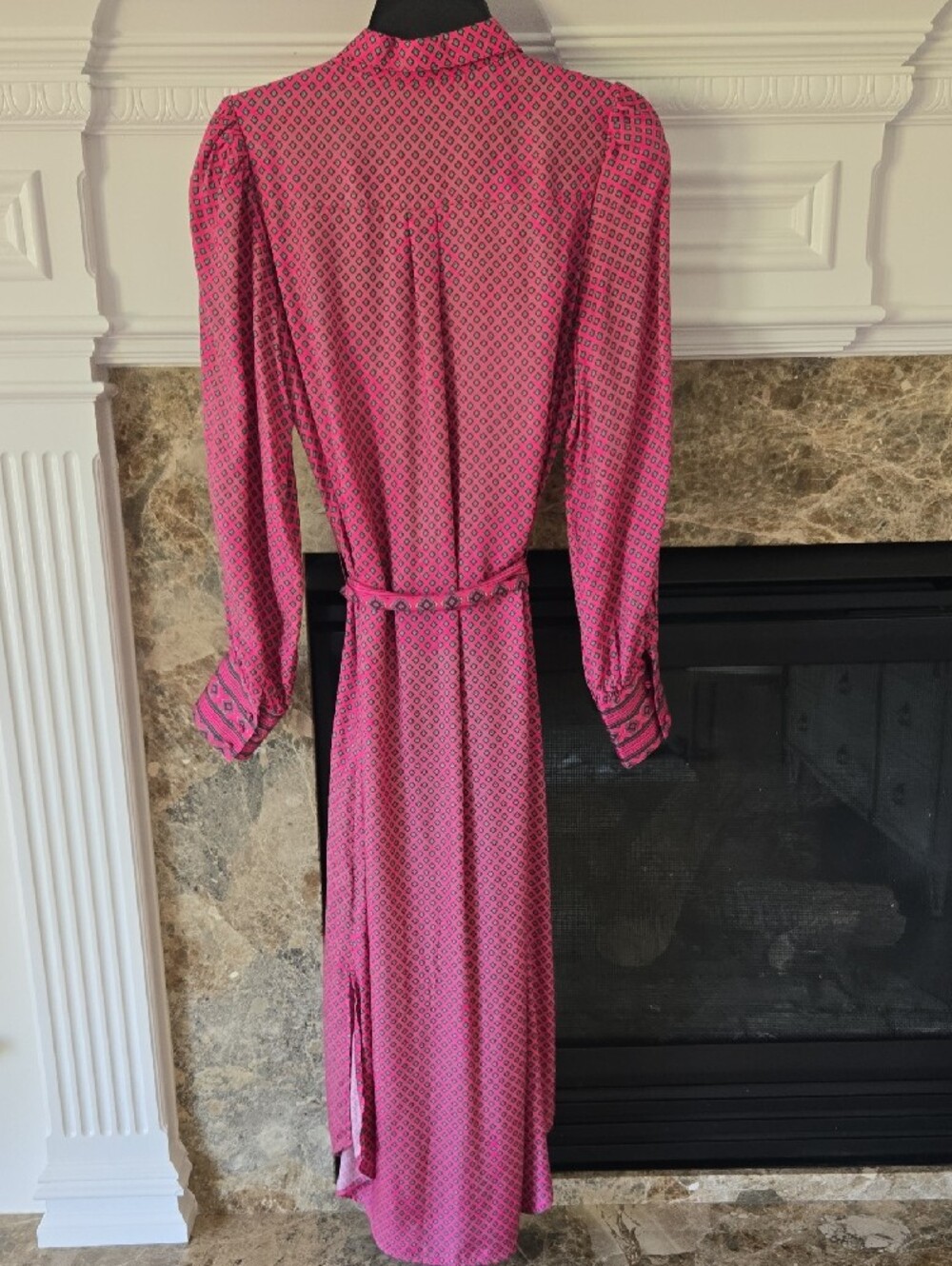 Vineyard Vines Geometric Print Tie-Waist Maxi Shirt Dress - Picture 3 of 4